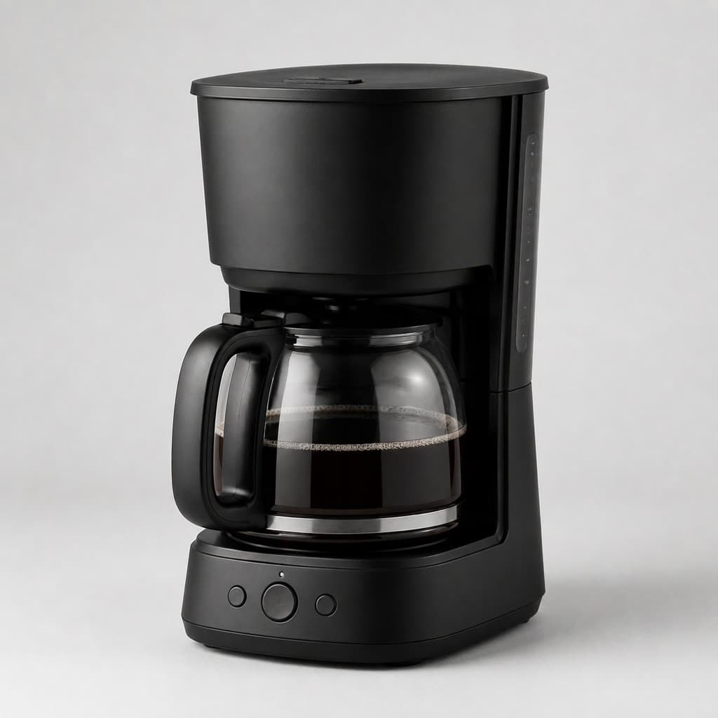 Coffee maker product detail view showing carafe and controls
