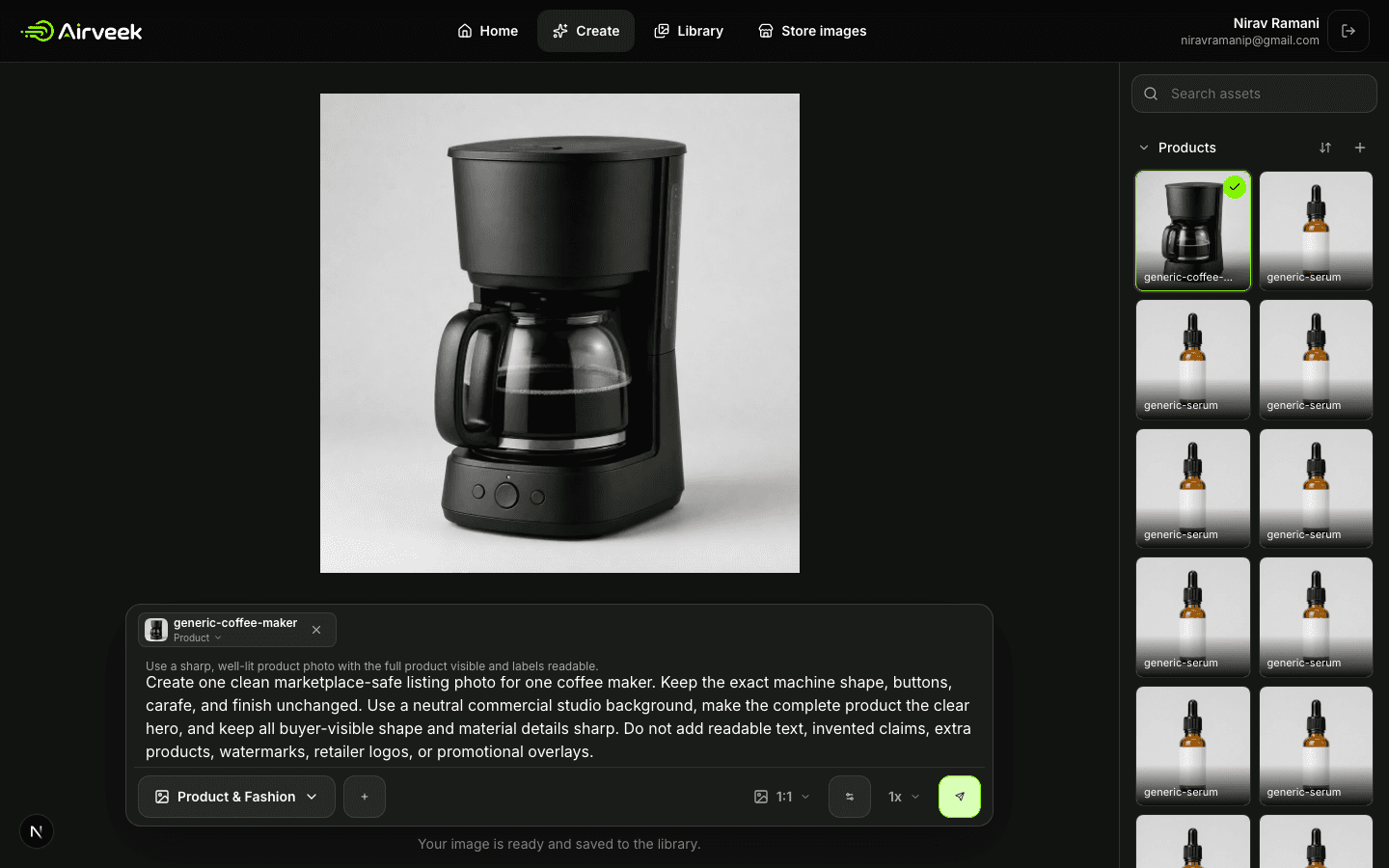 Airveek generated coffee-maker listing result