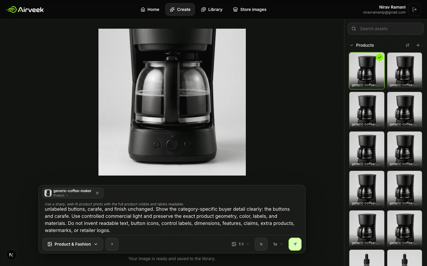 Airveek detail result checkpoint for a coffee maker