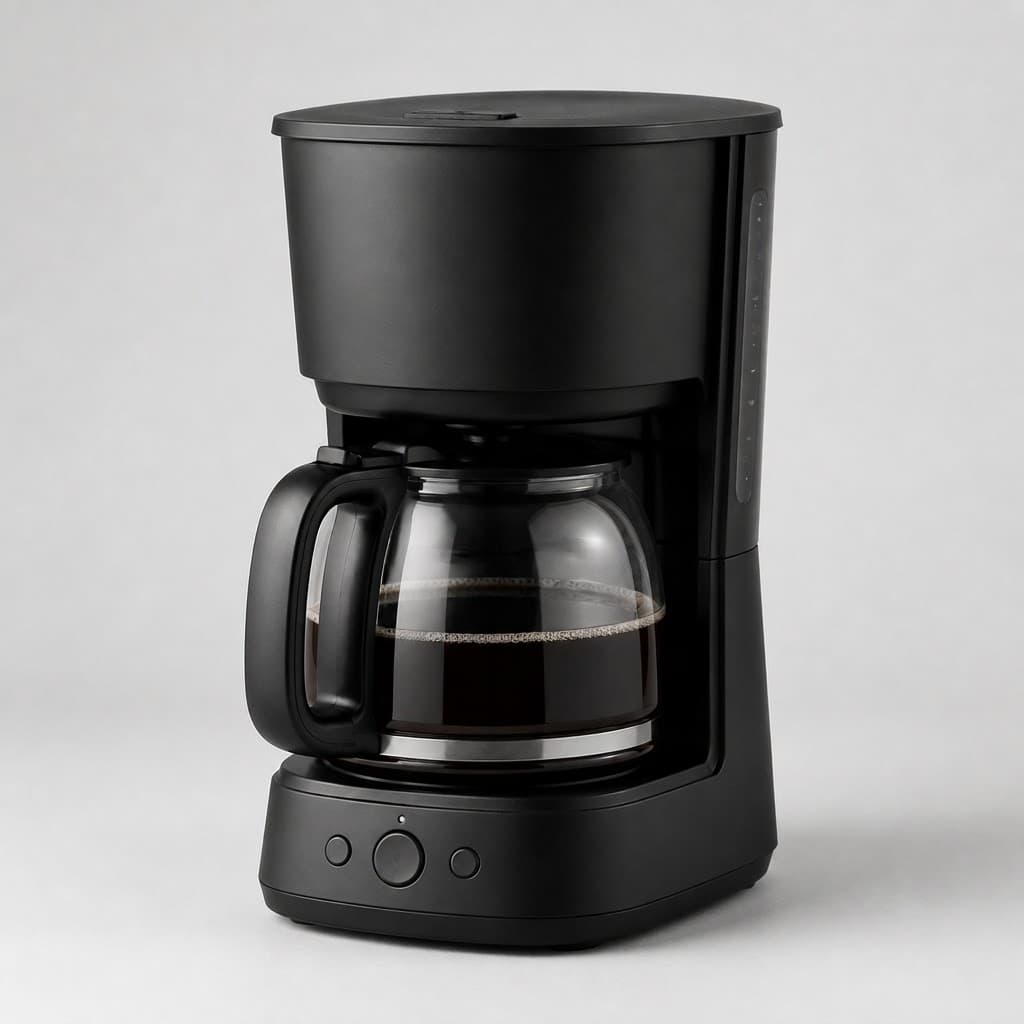 Coffee maker product detail view showing carafe and controls