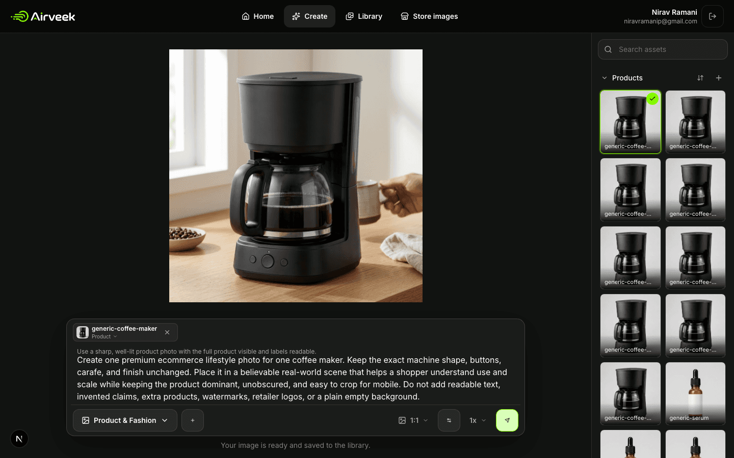 Airveek lifestyle result checkpoint for a coffee maker