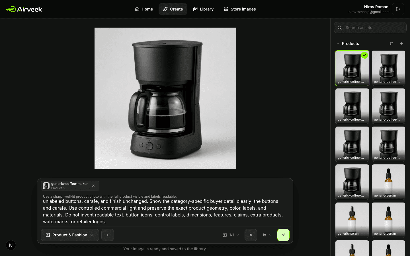 Airveek detail result checkpoint for a coffee maker