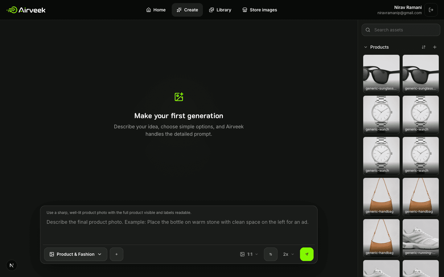 Airveek workspace ready for the sunglasses lifestyle workflow