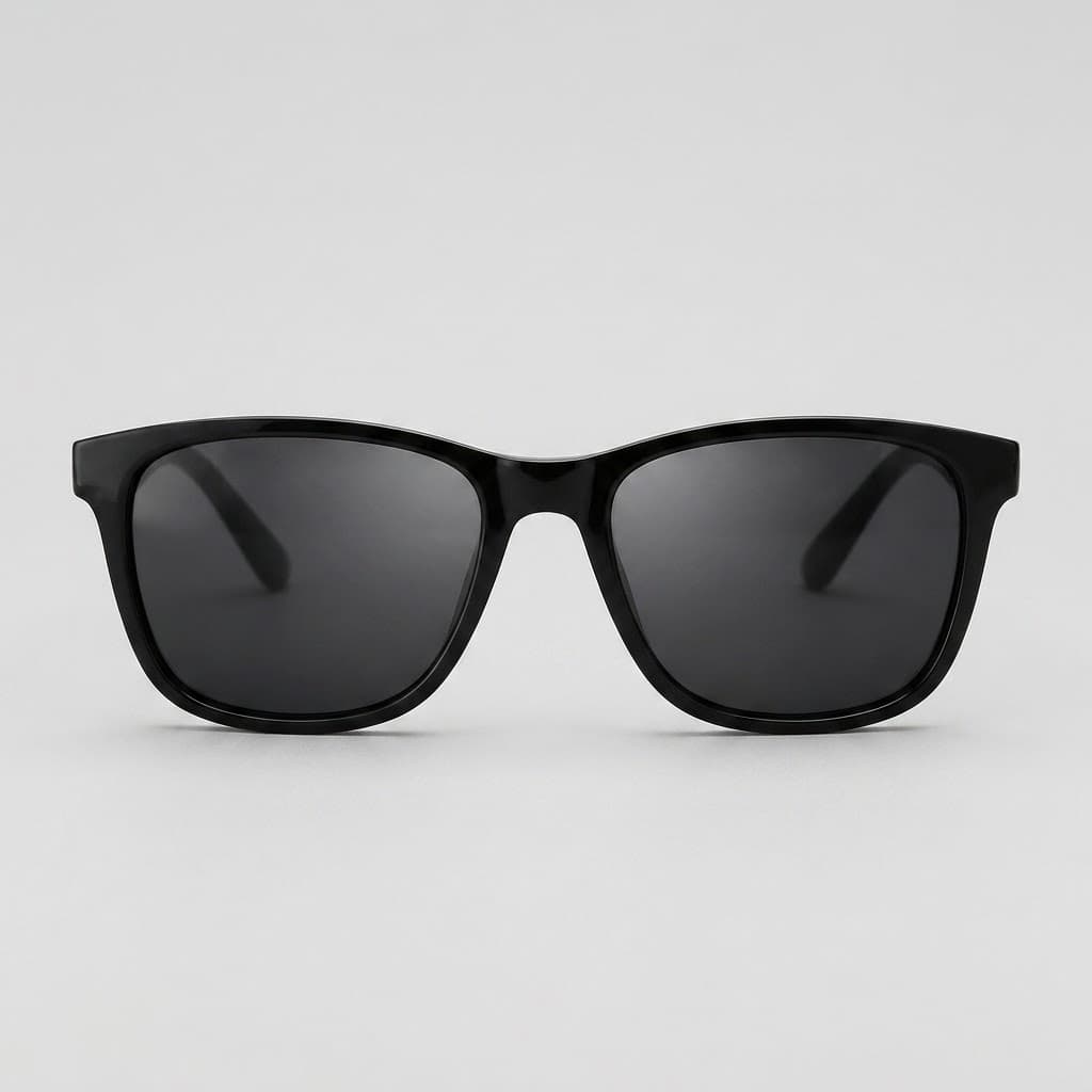 Black sunglasses on a clean marketplace background