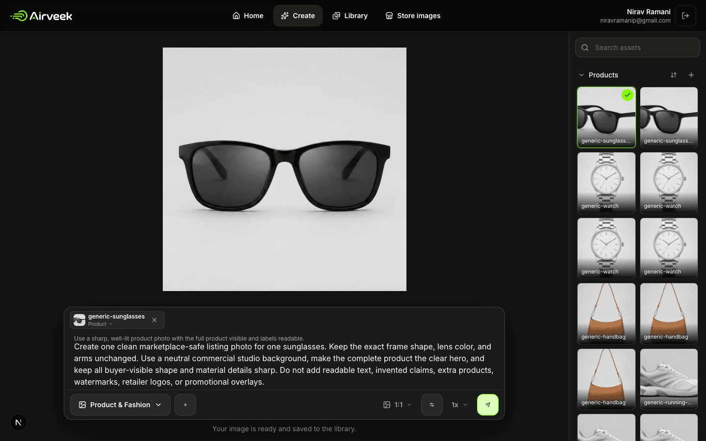 Saved sunglasses listing result in Airveek