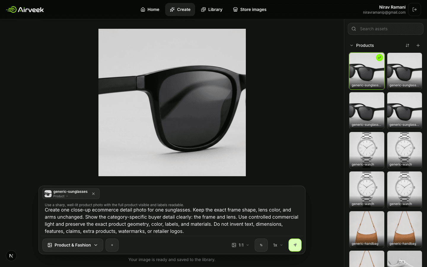 Saved sunglasses detail result in Airveek