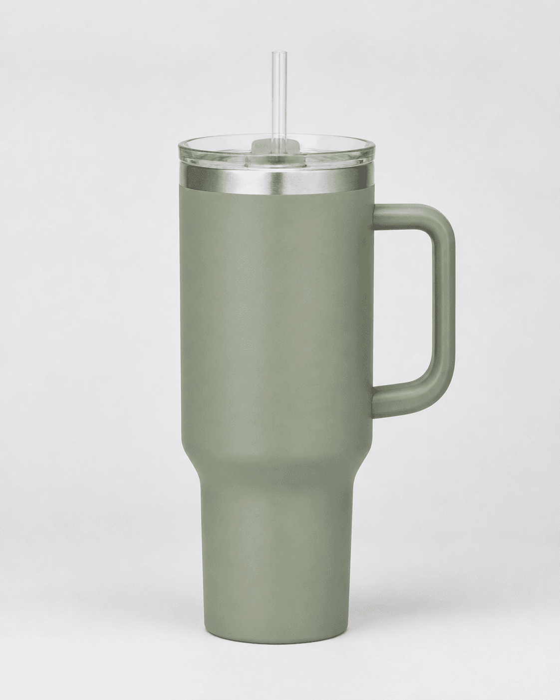 Sage handled insulated tumbler source reference with a clear straw and transparent lid